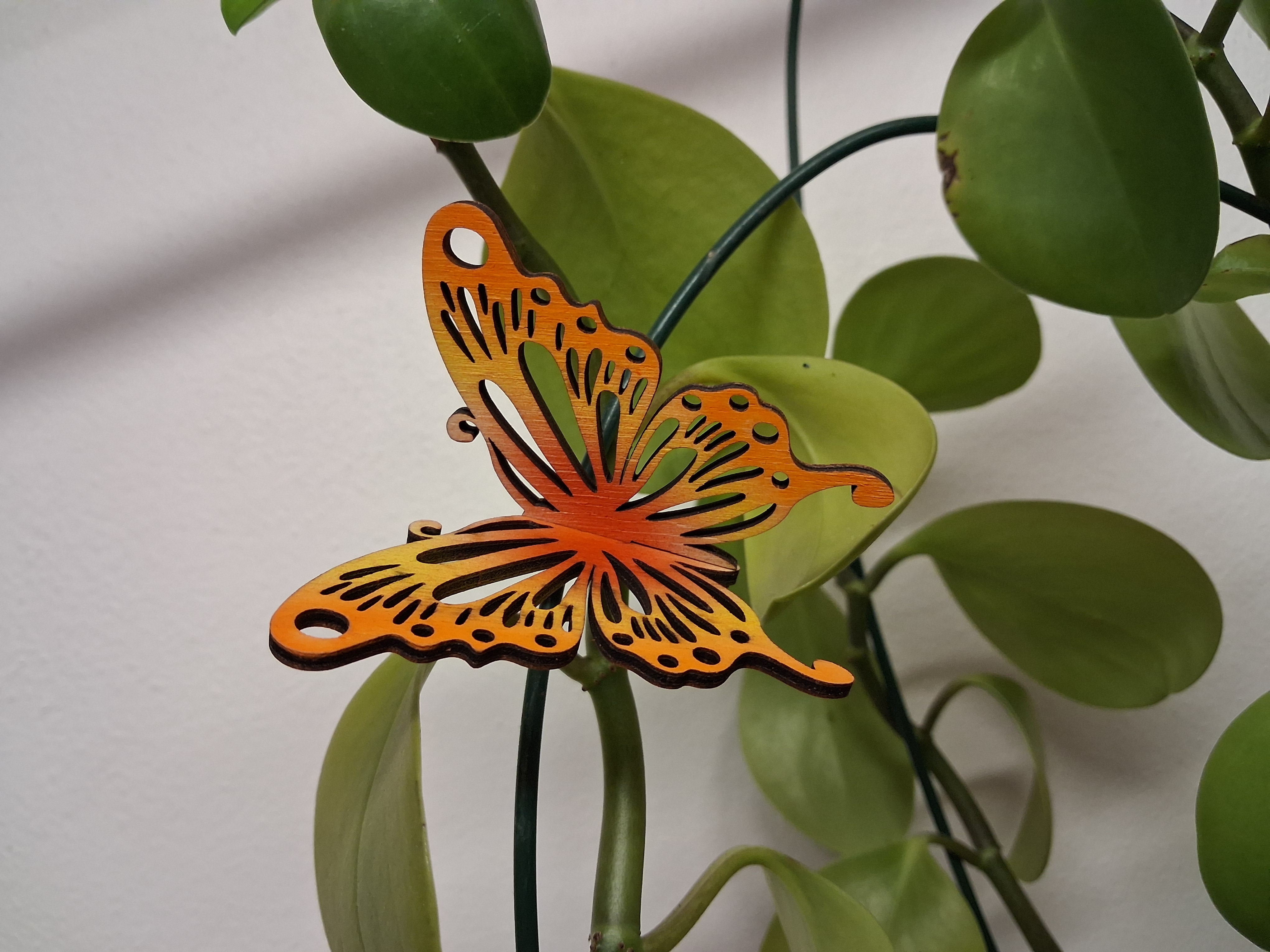 🦋 Malý dřevěný motýl na kolíčku - Duha červená - varianta 1
