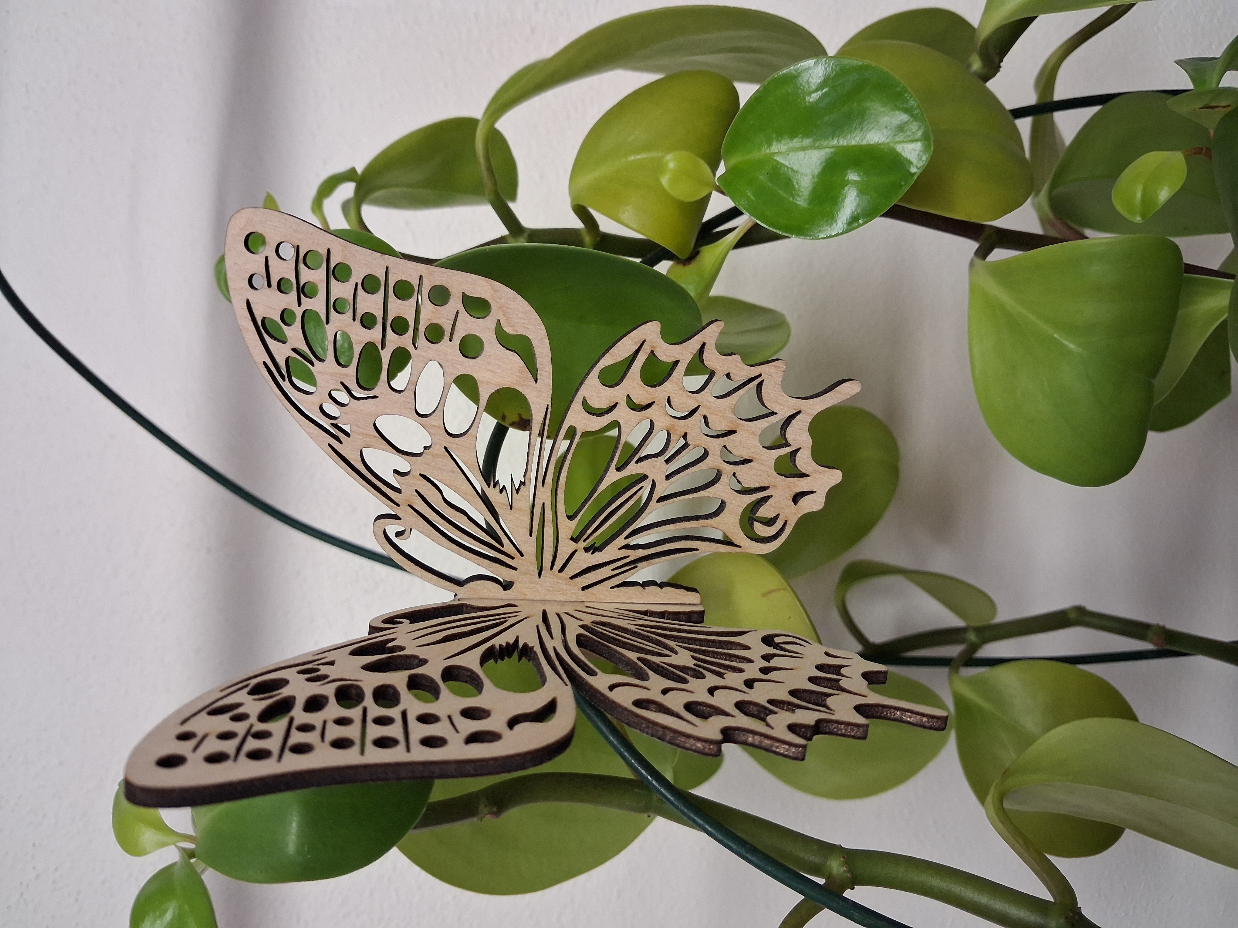 Dřevěný dekorativní motýl na kolíčku – Ručně dočištěná přírodní ozdoba, 11,5 × 10cm - varianta 5
