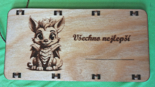 Dřevěná obálka na peníze a poukazy - Dráček